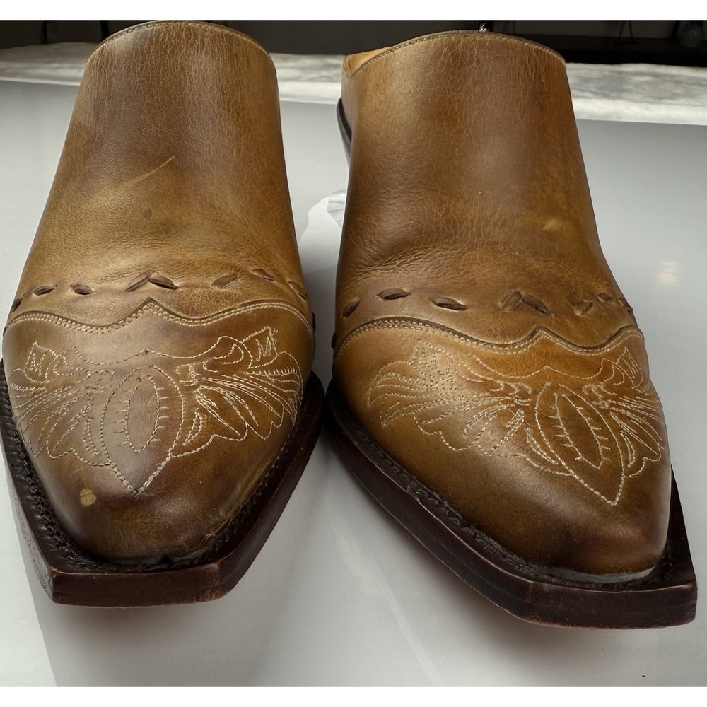 Lucchese Charlie‎ Horse Women's Mules Sz 7B Western Brown Leather Artisan Shoes - Picture 3 of 16